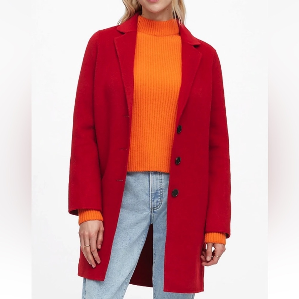 Banana Republic mid length top coat in ultra red